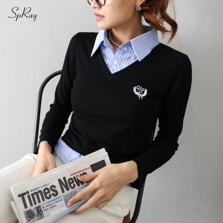 テレコｘストライプレイヤードプルオーバー | SpRay | 詳細画像1 