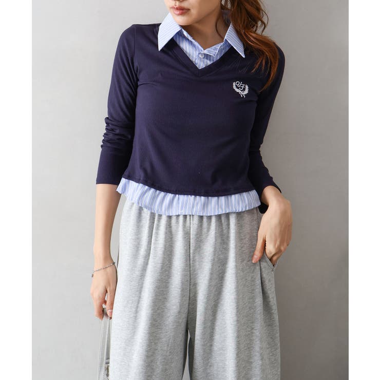 テレコｘストライプレイヤードプルオーバー | SpRay | 詳細画像14 