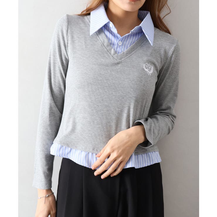 グレー | テレコｘストライプレイヤードプルオーバー | SpRay