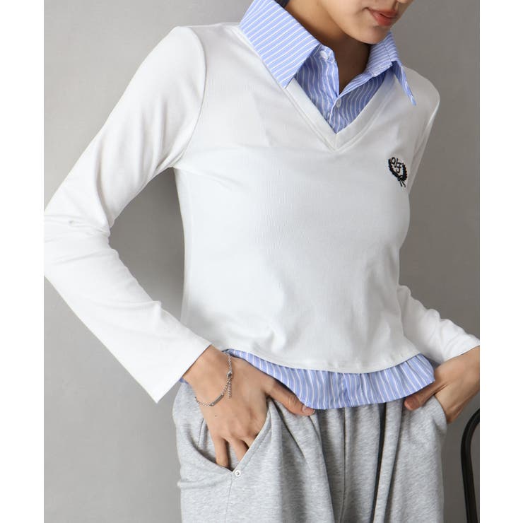 テレコｘストライプレイヤードプルオーバー | SpRay | 詳細画像8 