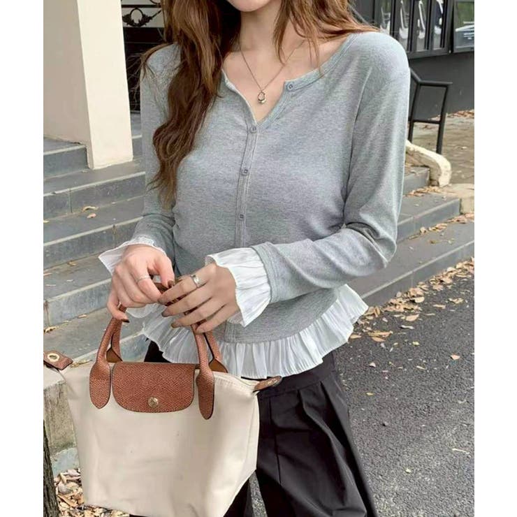 グレー | 裾フリルキーネック | SpRay