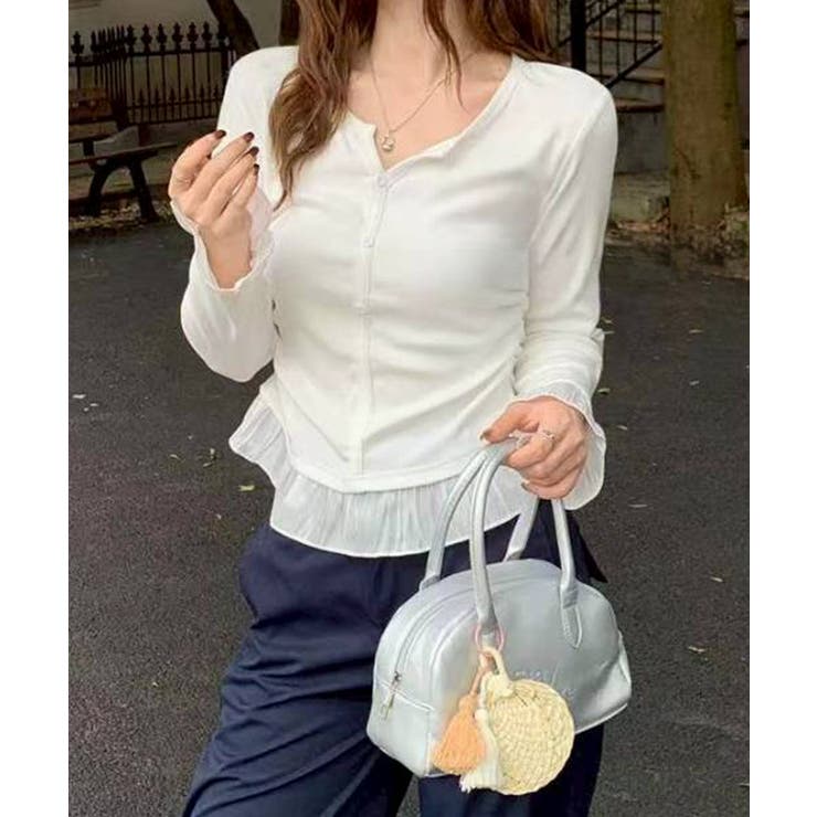 オフホワイト | 裾フリルキーネック | SpRay