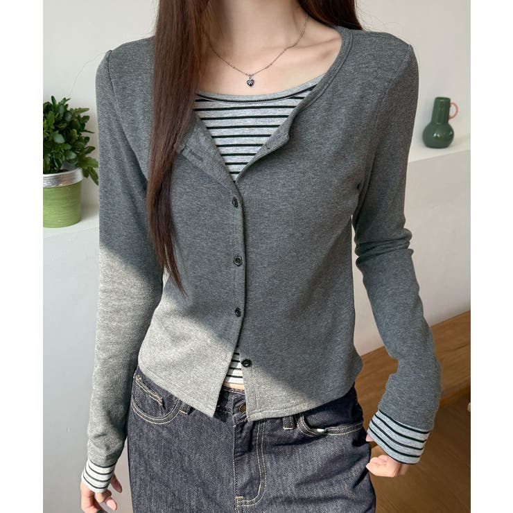 ボーダーレイヤードカーディガン | SpRay | 詳細画像3 