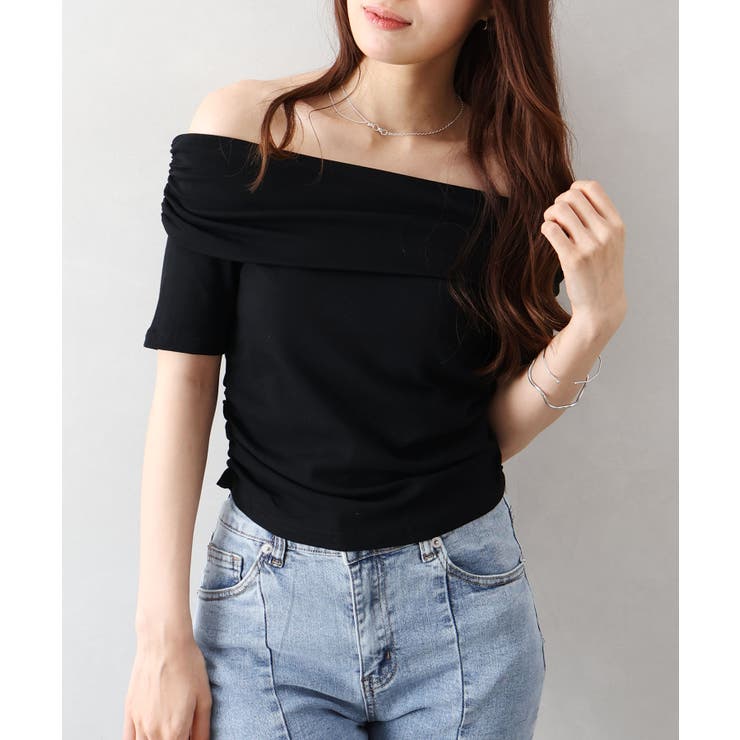 ブラック | オフショル5分袖トップス | SpRay