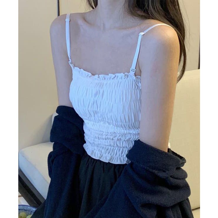 ホワイト | シャーリングカップ付ベアトップ | SpRay