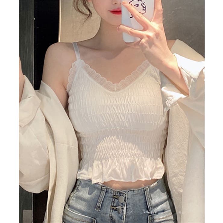 ホワイト | シャーリングカップ付キャミソール | SpRay