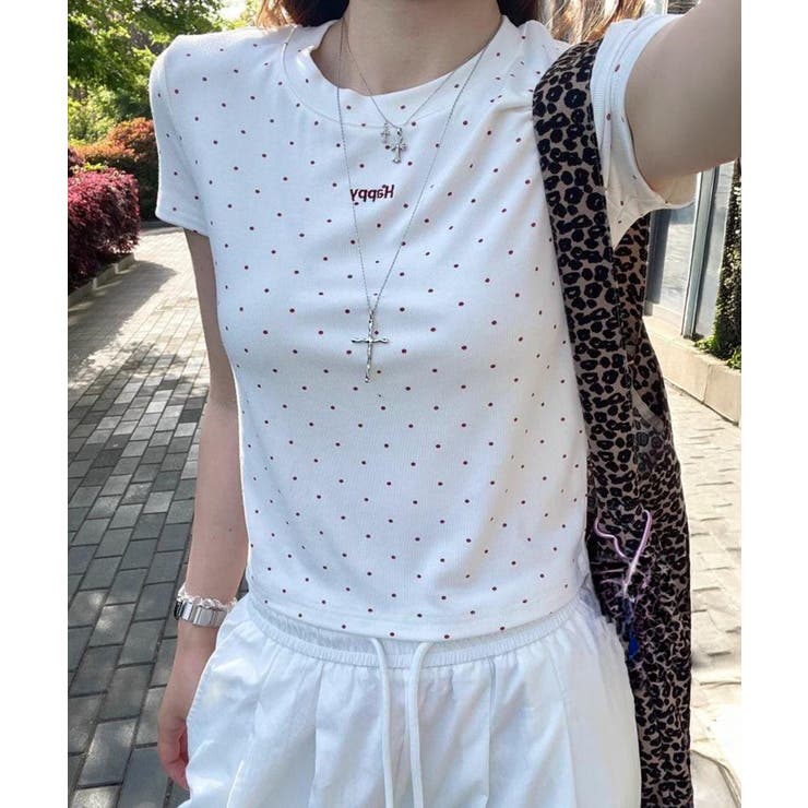 ドットロゴ半袖刺繍トップス | SpRay | 詳細画像13 