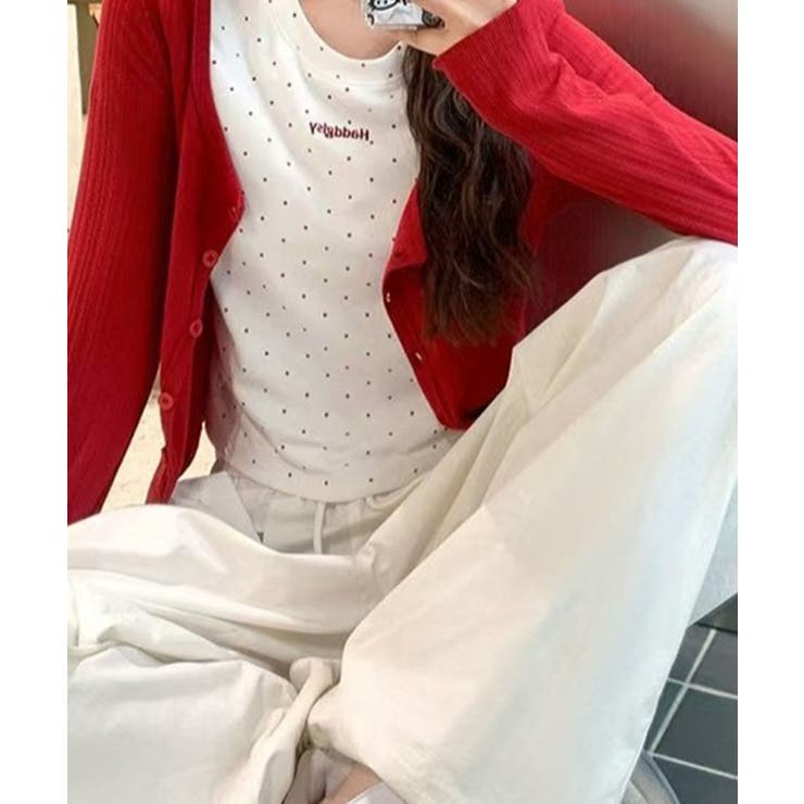 ドットロゴ半袖刺繍トップス | SpRay | 詳細画像3 