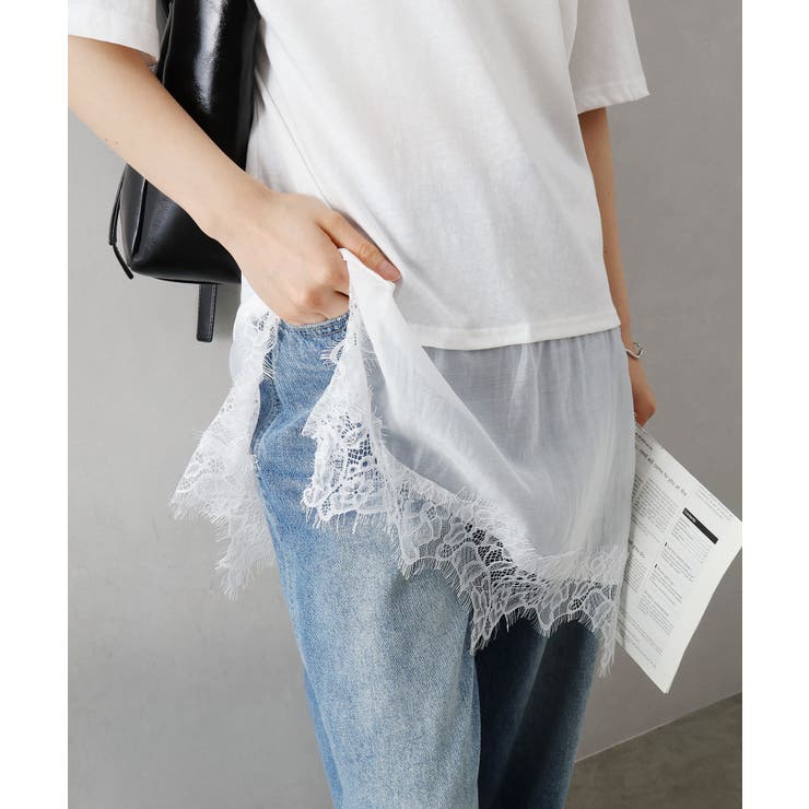 すそレースショートスリーブTシャツ | SpRay | 詳細画像10 