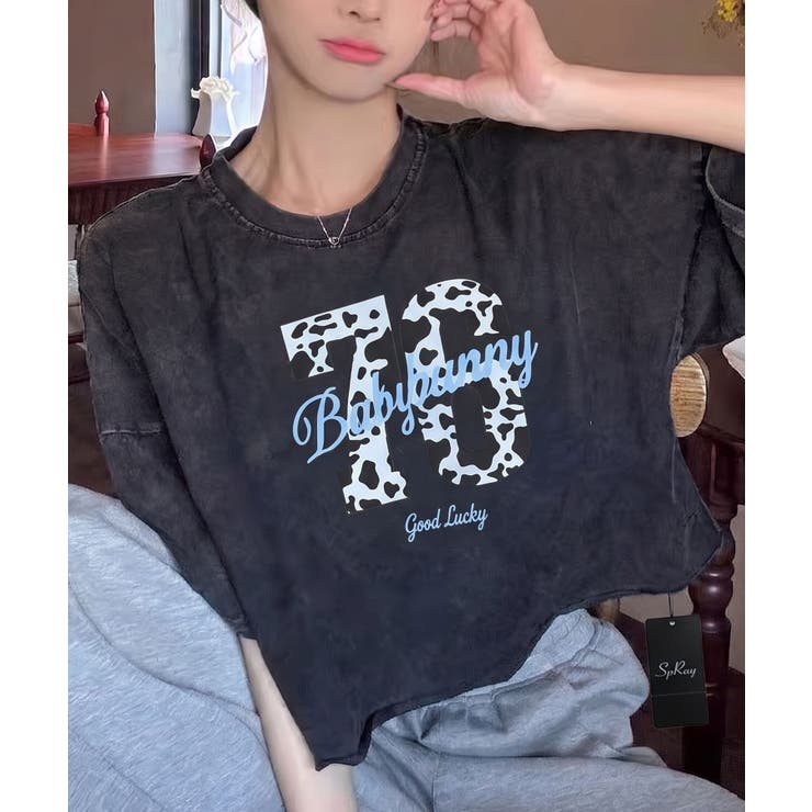 C | ピグメントクロップドプリントTシャツ | SpRay
