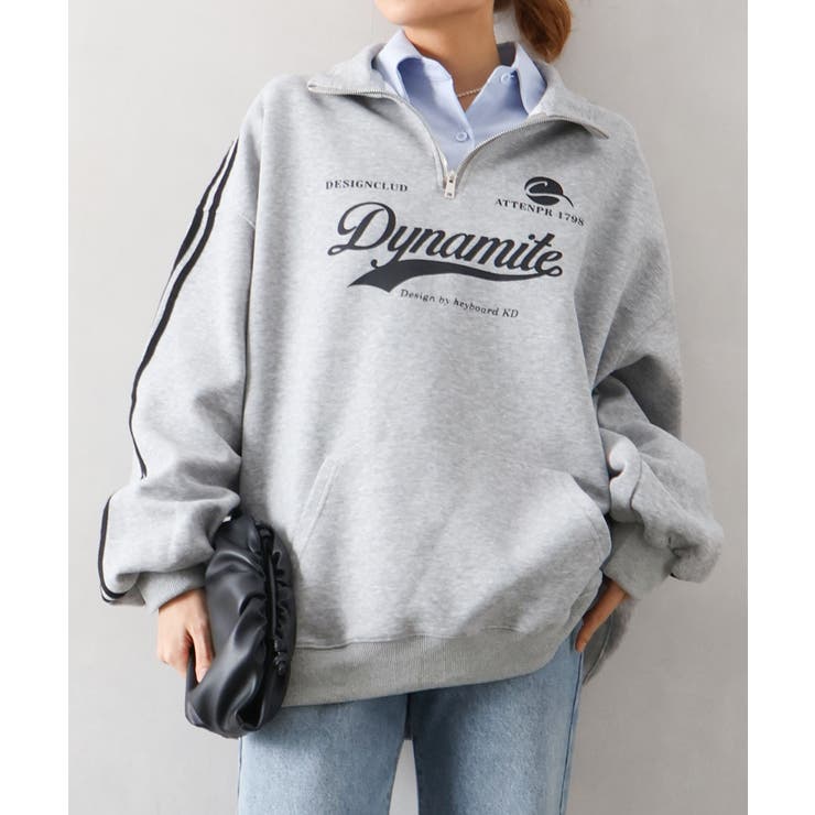 グレー | 袖ラインロゴハーフZIP | SpRay