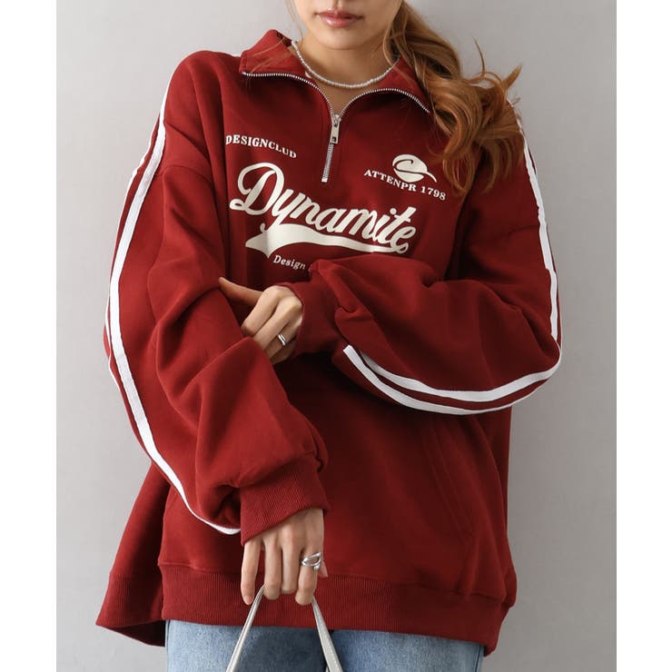 ボルドー | 袖ラインロゴハーフZIP | SpRay