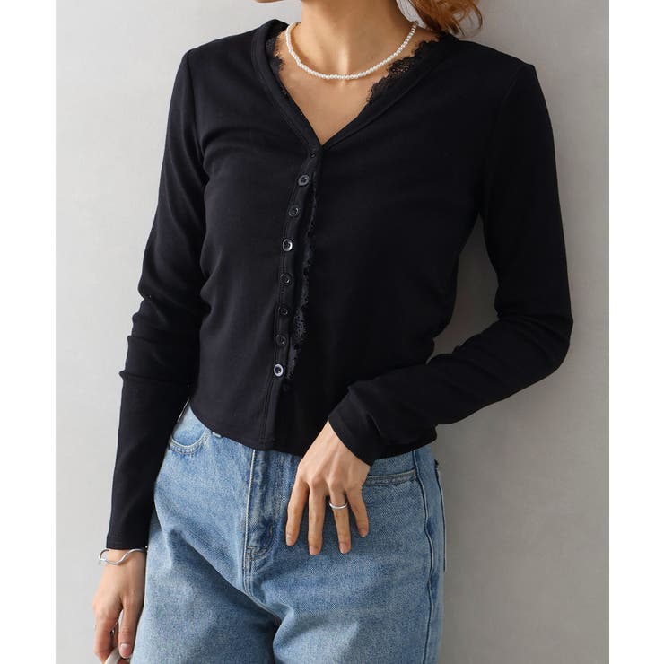 レース付フェイクカーディガン | SpRay | 詳細画像15 