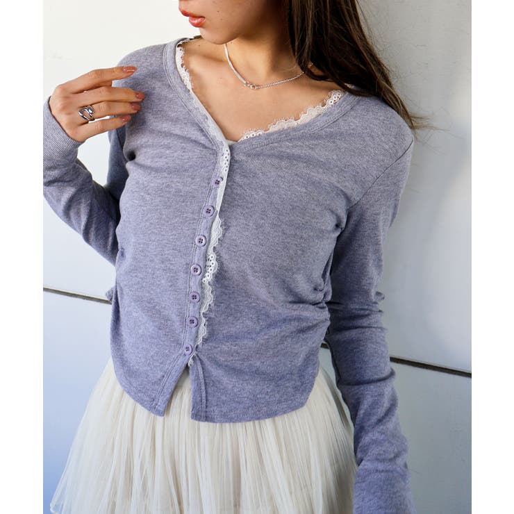 グレー | レース付フェイクカーディガン | SpRay