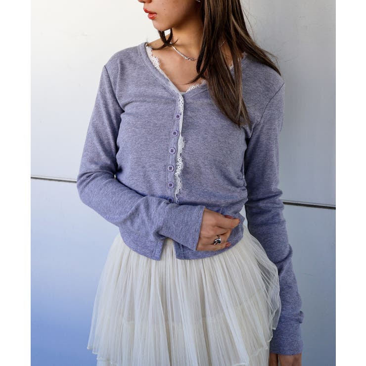 レース付フェイクカーディガン | SpRay | 詳細画像5 