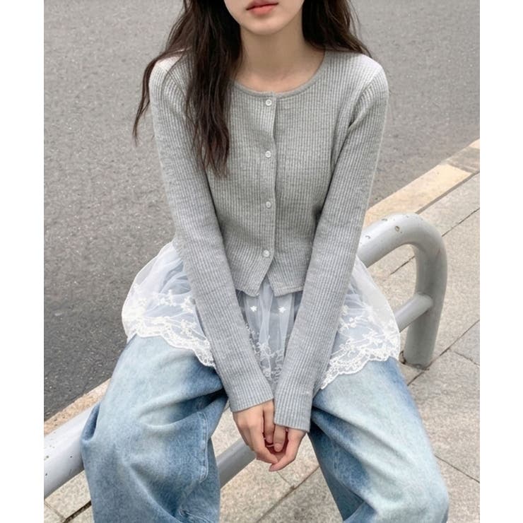 グレー | テレコチュールカーディガンセット | SpRay