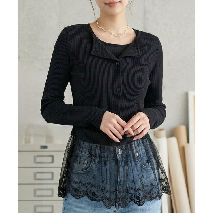 ブラック | テレコチュールカーディガンセット | SpRay