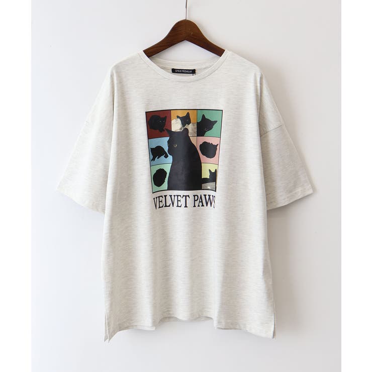 オートミール | ＣＡＴ プリント Ｔシャツ | SpRay