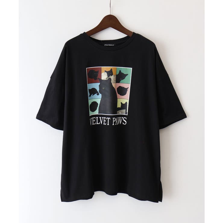 ブラック | ＣＡＴ プリント Ｔシャツ | SpRay