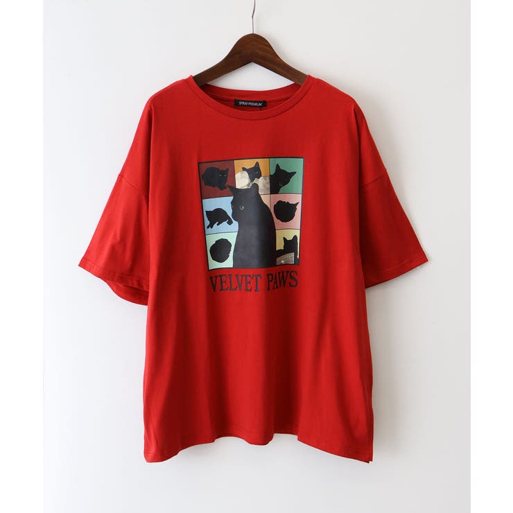 レッド | ＣＡＴ プリント Ｔシャツ | SpRay