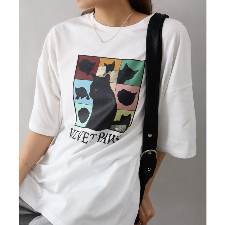 オフホワイト | ＣＡＴ プリント Ｔシャツ | SpRay