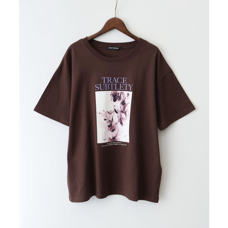 ブラウン | 汗染み防止花フォト Tシャツ | SpRay