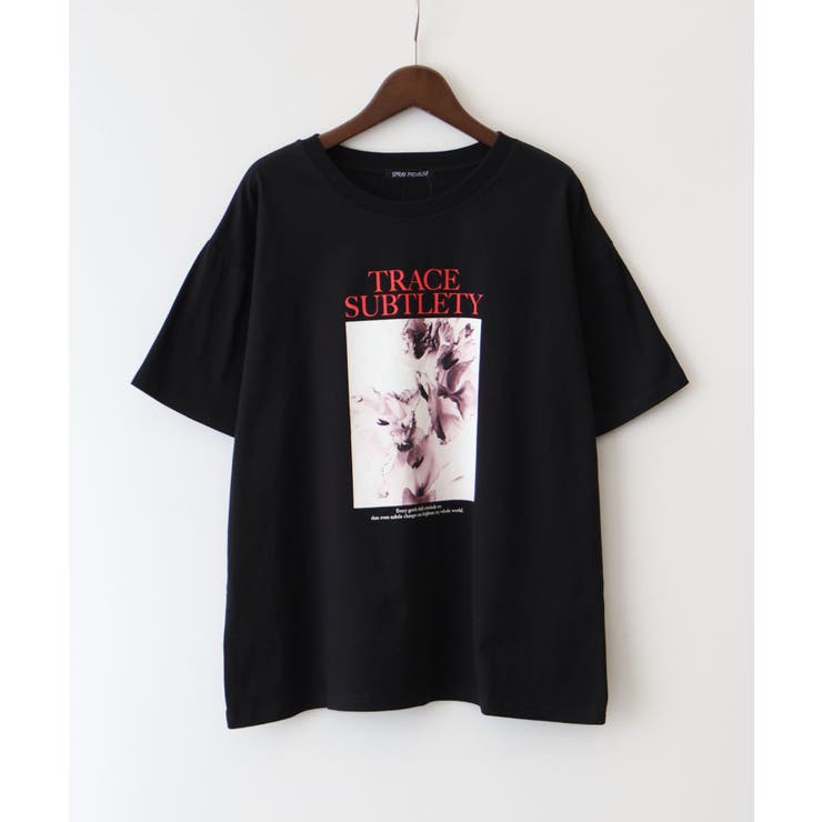 ブラック | 汗染み防止花フォト Tシャツ | SpRay