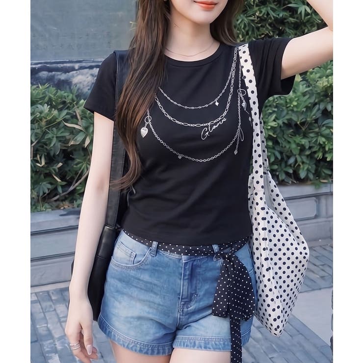 スタッズネックレスプリントＴシャツ | SpRay | 詳細画像11 