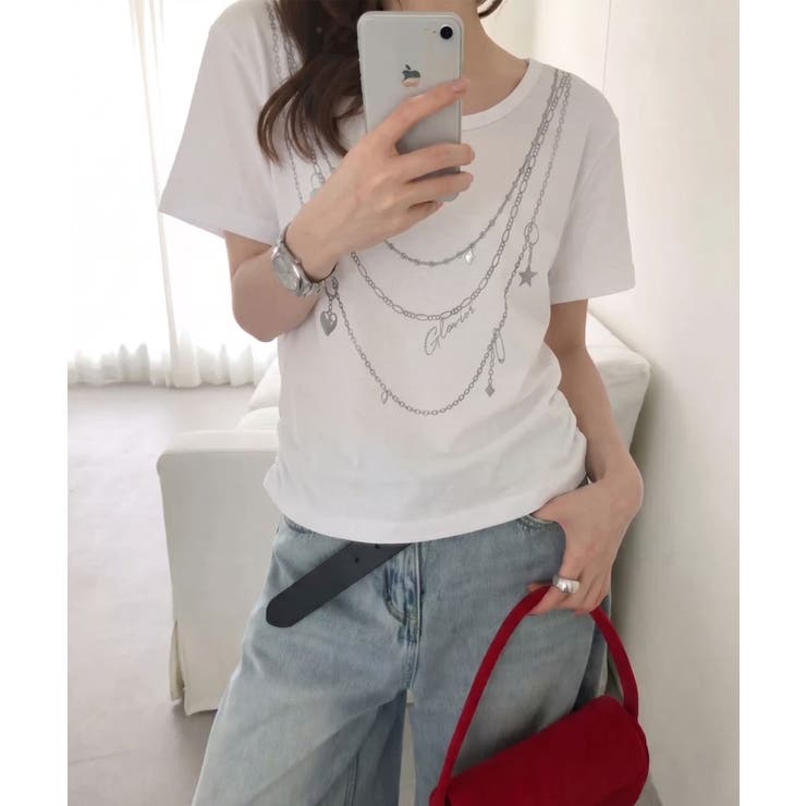 スタッズネックレスプリントＴシャツ | SpRay | 詳細画像14 