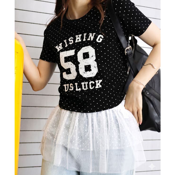 ブラック | ドットナンバリングショートスリーブTシャツ | SpRay