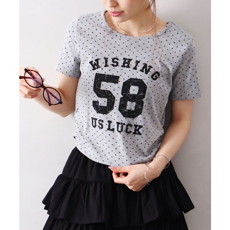 グレー | ドットナンバリングショートスリーブTシャツ | SpRay