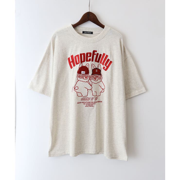 オートミール | うさぎ刺繍Tシャツ | SpRay