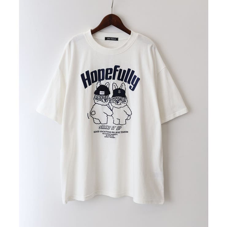 アイボリー | うさぎ刺繍Tシャツ | SpRay