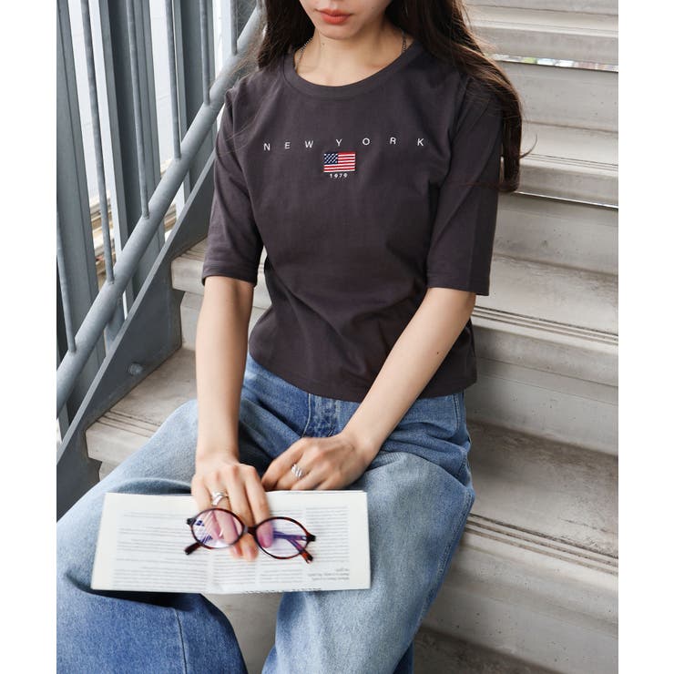 USA刺繍ロゴショートスリーブTシャツ | SpRay | 詳細画像2 
