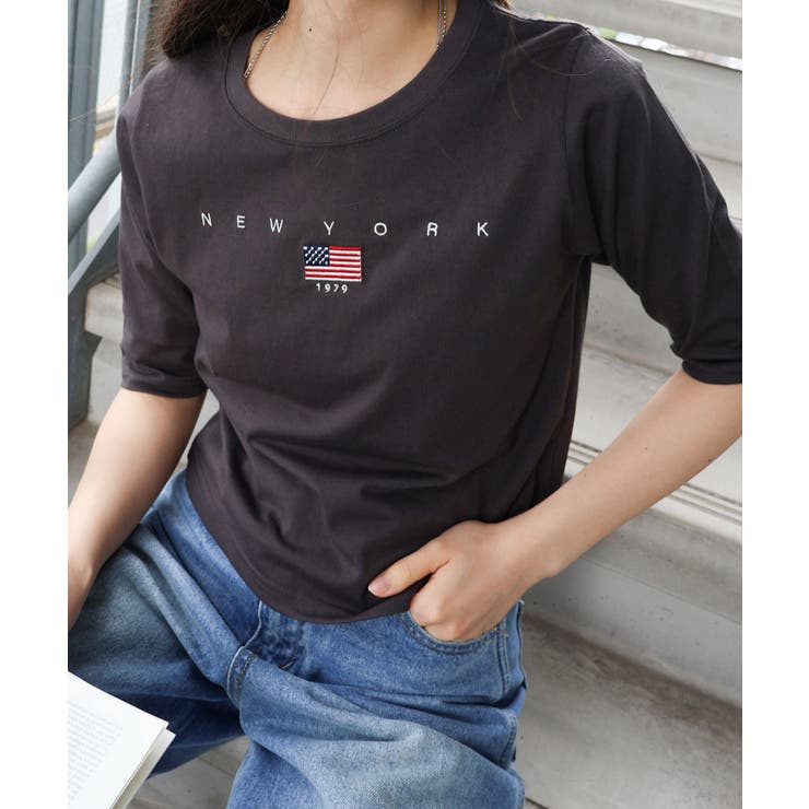 USA刺繍ロゴショートスリーブTシャツ | SpRay | 詳細画像3 