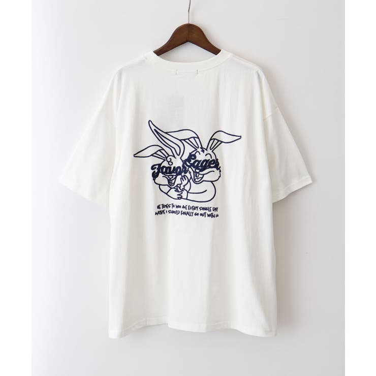 オフホワイト | ハグうさぎ刺繍BIG Tシャツ | SpRay