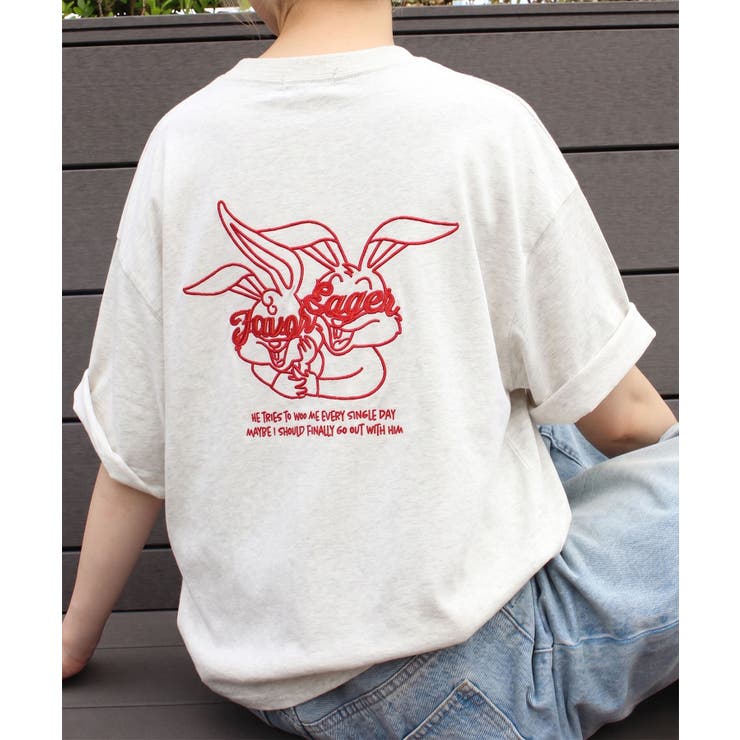 ハグうさぎ刺繍BIG Tシャツ | SpRay | 詳細画像20 