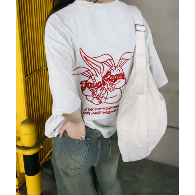 ハグうさぎ刺繍BIG Tシャツ | SpRay | 詳細画像22 