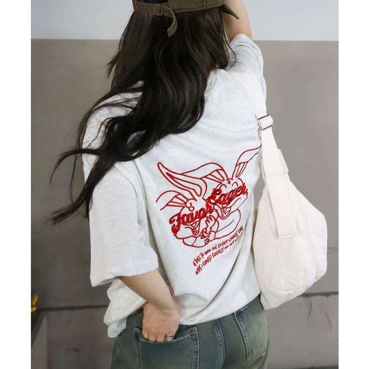 ハグうさぎ刺繍BIG Tシャツ | SpRay | 詳細画像26 