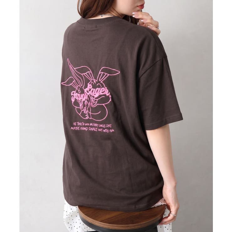 スミクロ | ハグうさぎ刺繍BIG Tシャツ | SpRay