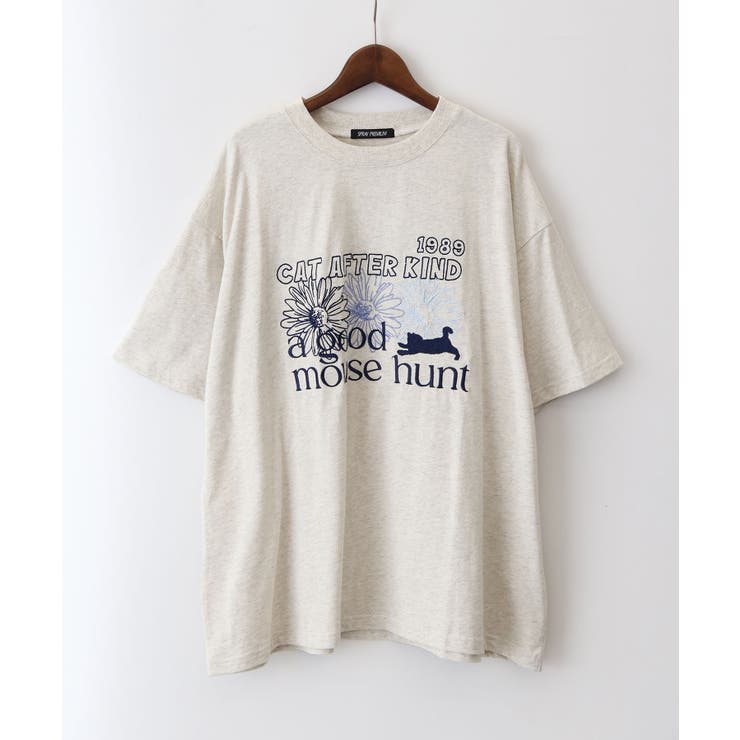 オートミール | FLOWER×CAT BIG Tシャツ | SpRay