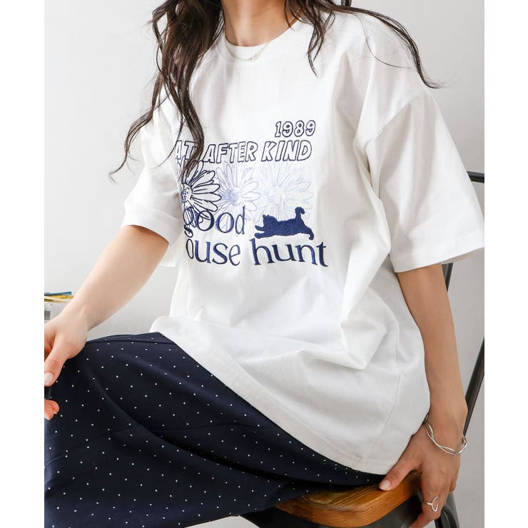 オフホワイト | FLOWER×CAT BIG Tシャツ | SpRay