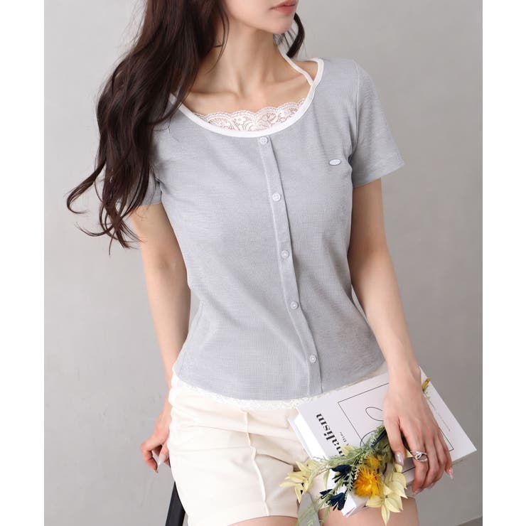 配色胸リボントップス | SpRay | 詳細画像7 