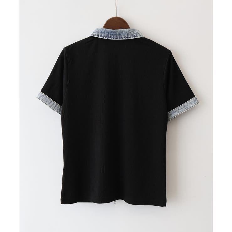 テレコデニム切替ZIPショートスリーブトップス | SpRay | 詳細画像34 