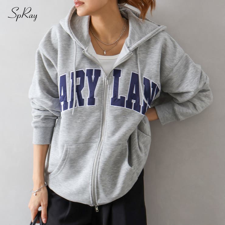 貼付ロゴWZIPパーカー | SpRay | 詳細画像1 