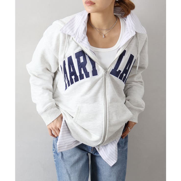 貼付ロゴWZIPパーカー | SpRay | 詳細画像12 