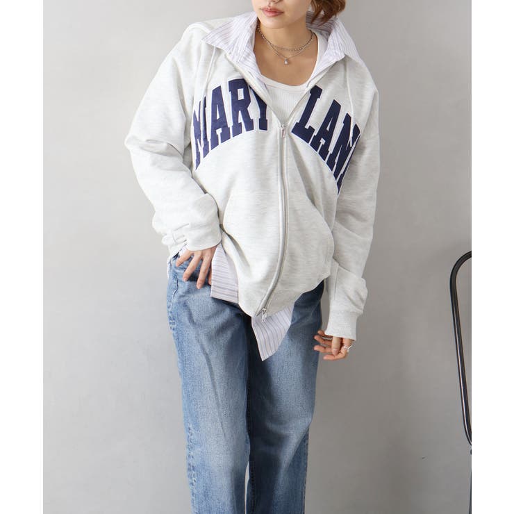 貼付ロゴWZIPパーカー | SpRay | 詳細画像13 