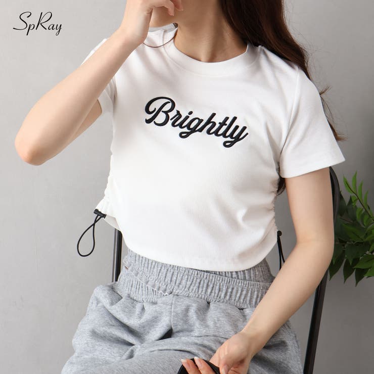テレコロゴ刺繍シャーリングトップス | SpRay | 詳細画像1 