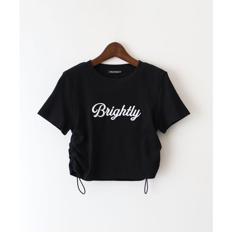 ブラック | テレコロゴ刺繍シャーリングトップス | SpRay