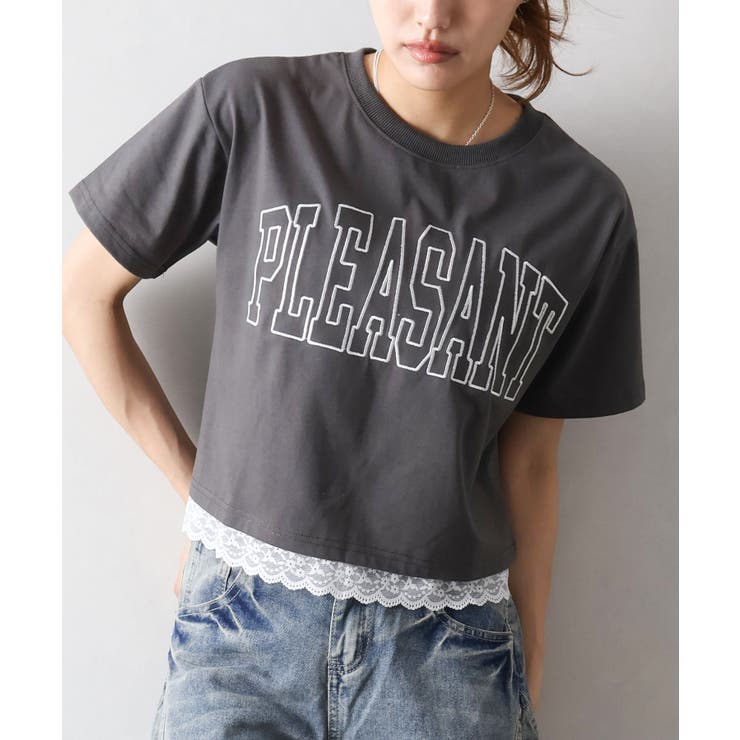 チャコールグレー | すそ刺繍ロゴショートスリーブ | SpRay